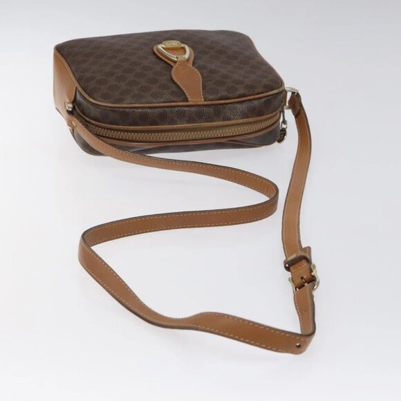 CELINE Macadam Canvas Shoulder Bag PVC Leather Brown Gold Auth BA1891 - Picture 10 of 16